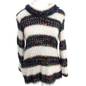 Studio by JPR Vintage Confetti Striped Knit Turtleneck Cowl Neck Sweater Sz L